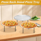 12 Pcs Pizza Pan Riser Stands Sets Includes 4 Round Pizza Tray Riser Rack Holder 4 12inch Pizza Pan and 4 Wood, alternate