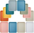 12 Pcs Plastic Fast Food Trays Bulk Colorful Restaurant Serving Trays Cafeteria Rectangular Plastic Serving