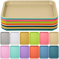 12 Pcs Plastic Fast Food Trays Bulk Colorful Restaurant Serving Trays Cafeteria Rectangular Plastic Serving