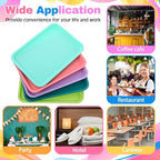 12 Pcs Plastic Fast Food Trays Bulk Colorful Restaurant Serving Trays Cafeteria Rectangular Plastic Serving, alternate view 7