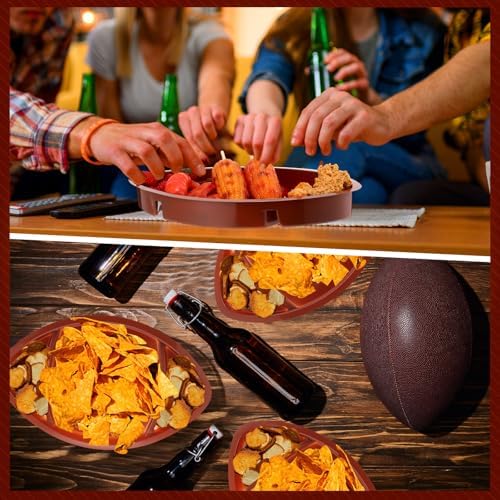 12 Pcs Plastic Football Serving Trays for Party, Food, Snack in about 13.4 x 8.5 inches, and about 1.5 inches, alternate view