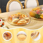 12 Pcs Plastic Serving Trays with Lids, Round, Gold, 18 Inches in Gold and Clear, alternate view 4