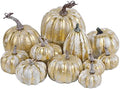 12 Pcs Pumpkin Fall Decorations, Golden Artificial Pumpkins