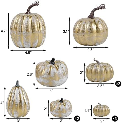 12 Pcs Pumpkin Fall Decorations, Golden Artificial Pumpkins, alternate view 3