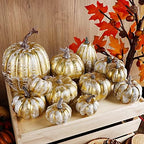 12 Pcs Pumpkin Fall Decorations, Golden Artificial Pumpkins, alternate view 6