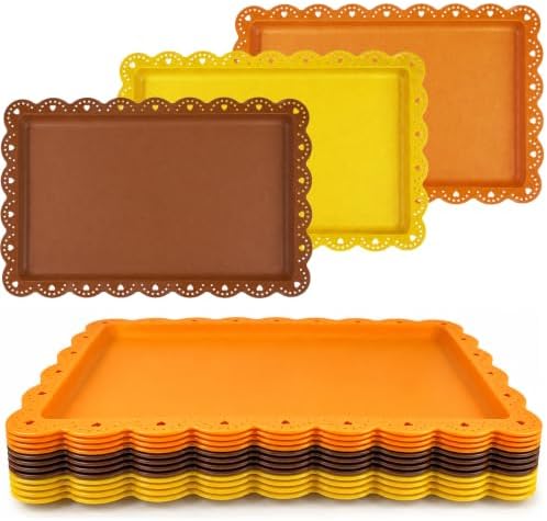 12 Pcs Reusable Rectangle Thanksgiving Platters and Trays Serving in Multicolor