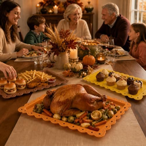 12 Pcs Reusable Rectangle Thanksgiving Platters and Trays Serving in Multicolor, alternate view 2