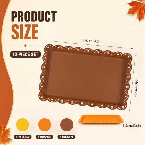 12 Pcs Reusable Rectangle Thanksgiving Platters and Trays Serving in Multicolor, alternate view 3