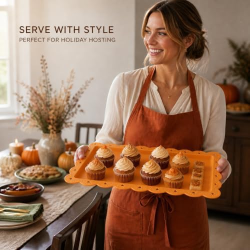 12 Pcs Reusable Rectangle Thanksgiving Platters and Trays Serving in Multicolor, alternate view 5