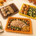 12 Pcs Reusable Rectangle Thanksgiving Platters and Trays Serving in Multicolor, alternate view 6