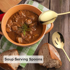 12 PCS Serving Spoons Set, 8.7 Inch Serving Spoon, Slotted Spoons, Gold in Gold, alternate view 5