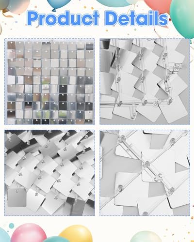12 Pcs Silver Shimmer Wall Backdrop Panels, 3 x 4 FT for Party Decorations in 3 x 4 FT in Silver, alternate view 5