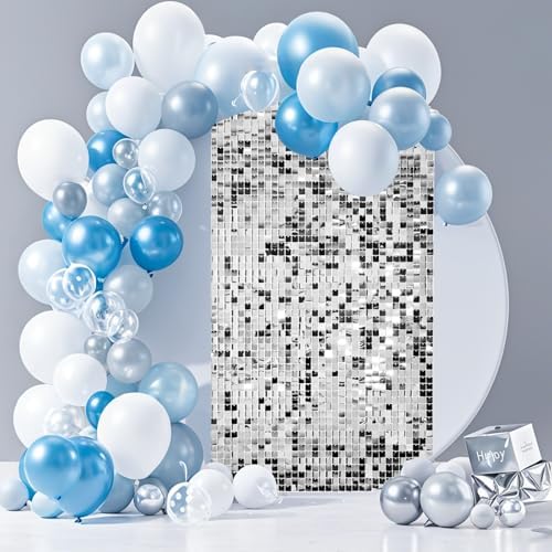 12 Pcs Silver Shimmer Wall Backdrop Panels for Party Decoration