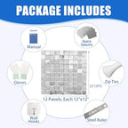 12 Pcs Silver Shimmer Wall Backdrop Panels for Party Decoration, alternate view 2