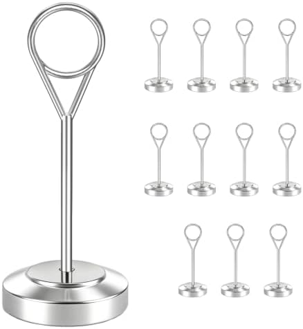 12 Pcs Silver Table Number Holders, 4 Inch Tall Place Card Holders for Table, Sturdy Photo Picture Holders with