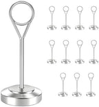 12 Pcs Silver Table Number Holders, 4 Inch Tall Place Card Holders for Table, Sturdy Photo Picture Holders with