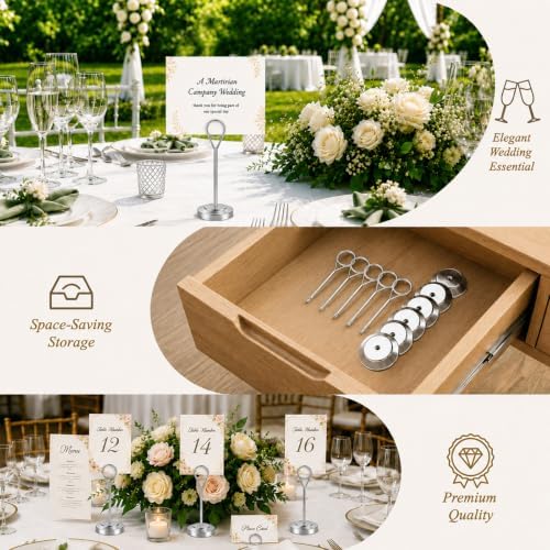12 Pcs Silver Table Number Holders, 4 Inch Tall Place Card Holders for Table, Sturdy Photo Picture Holders with, alternate