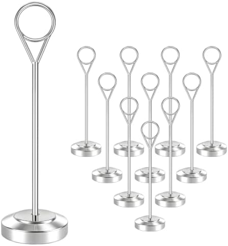 12 Pcs Silver Table Number Holders, 6 Inch Tall Place Card Holders for Table, Sturdy Photo Picture Holders with