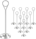 12 Pcs Silver Table Number Holders, 6 Inch Tall Place Card Holders for Table, Sturdy Photo Picture Holders with