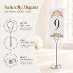 12 Pcs Silver Table Number Holders, 6 Inch Tall Place Card Holders for Table, Sturdy Photo Picture Holders with, alternate