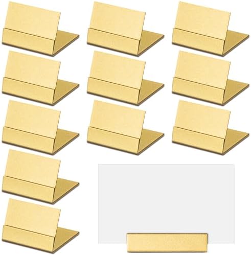 12 Pcs Small Table Number Holder Metal Place Card Holder, Gold in Gold