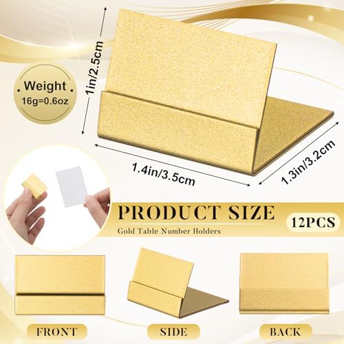 12 Pcs Small Table Number Holder Metal Place Card Holder, Gold in Gold, alternate view 2