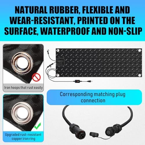 12 Pcs Snow Melting Walkway Mat, 10" x 30" Non Slip Rubber Heated Mat with Power Cord, 2 in/h Speed Snow and Ice, alternate