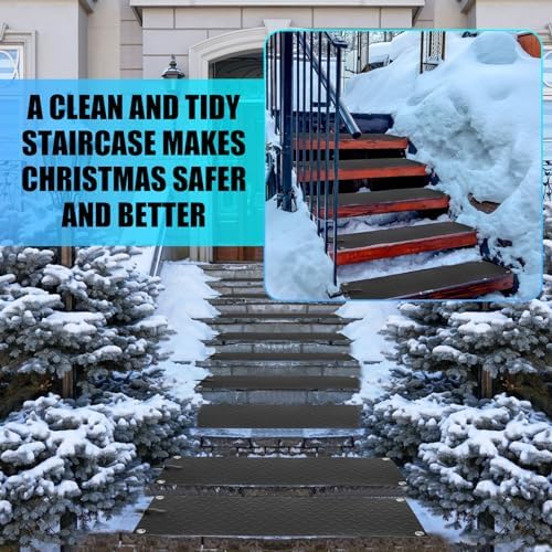 12 Pcs Snow Melting Walkway Mat, 10" x 30" Non Slip Rubber Heated Mat with Power Cord, 2 in/h Speed Snow and Ice, alternate