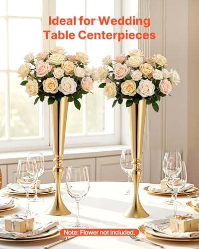 12 PCS Wedding Flower Vase, 21.7 in Tall Trumpet Flower Table Centerpieces, Banquet Vases Easy Installation, alternate view 3