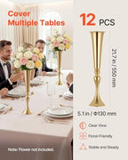 12 PCS Wedding Flower Vase, 21.7 in Tall Trumpet Flower Table Centerpieces, Banquet Vases Easy Installation, alternate view 4