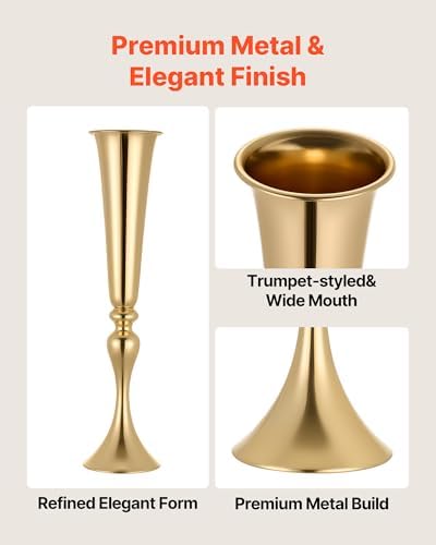12 PCS Wedding Flower Vase, 21.7 in Tall Trumpet Flower Table Centerpieces, Banquet Vases Easy Installation, alternate view 5