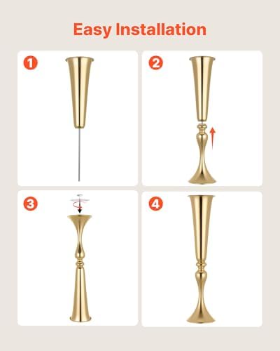 12 PCS Wedding Flower Vase, 21.7 in Tall Trumpet Flower Table Centerpieces, Banquet Vases Easy Installation, alternate view 7