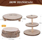 12 Pcs Wooden Rustic Cake Stand Set, 7 Pcs Honeycomb Cupcake Stand 3-Tier and Single-Tier Cupcake Tower 4 Wood, alternate