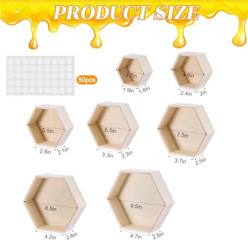 12 Pcs Wooden Rustic Cake Stand Set, 7 Pcs Honeycomb Cupcake Stand 3-Tier and Single-Tier Cupcake Tower 4 Wood, alternate