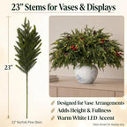 12-Piece 23" Norfolk Pine Stems, Artificial Pine Branches with LED Lights, alternate view 6