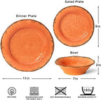 12 Piece Crackle Lightweight Melamine Dinnerware Sets-Service for 4 in Orange, alternate view 3