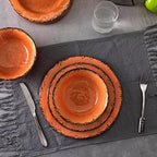 12 Piece Crackle Lightweight Melamine Dinnerware Sets-Service for 4 in Orange, alternate view 5