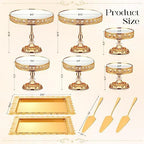 12-Piece Gold Cake Stand Set, Vintage Cake Stand with Crystal Edge and Cupcake Display Tray, Dessert Table, alternate view 3