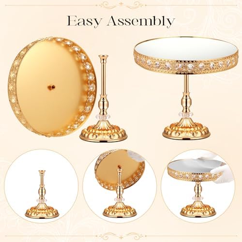 12-Piece Gold Cake Stand Set, Vintage Cake Stand with Crystal Edge and Cupcake Display Tray, Dessert Table, alternate view 4