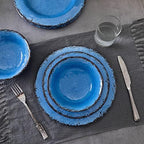 12 Piece Melamine Dinnerware Set Farmhouse Outdoor Dishes Set for 4 in Blue, alternate view 4