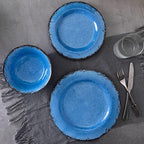 12 Piece Melamine Dinnerware Set Farmhouse Outdoor Dishes Set for 4 in Blue, alternate view 6