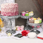 12-Piece Silver Cake Stand Set, Vintage Cake Stand with Crystal Edge and Cupcake Display Tray, Dessert Table, alternate view