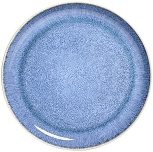 12-Piece Stoneware Dinnerware Set for 4, Light Blue Reactive Glaze on White Plates and Bowls Sets, Kitchen, alternate view 6