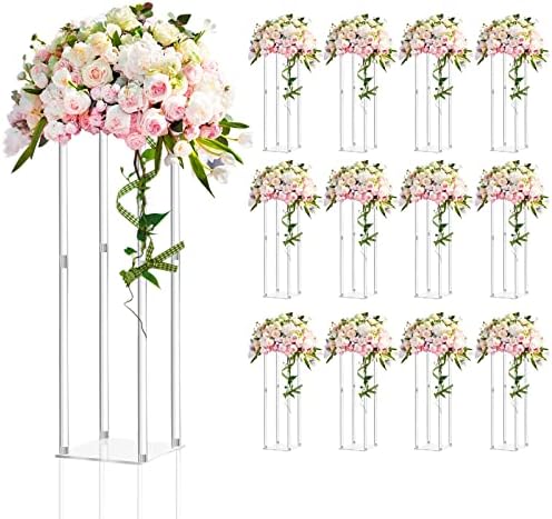 12 Pieces Acrylic Wedding Centerpieces Flower Stand, 28 Inch in 28 Inch in Clear