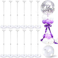12 Pieces Clear Acrylic Balloon Stand Set 23.6 Inches Height Balloon Centerpieces Stand with 12 Water Bags for