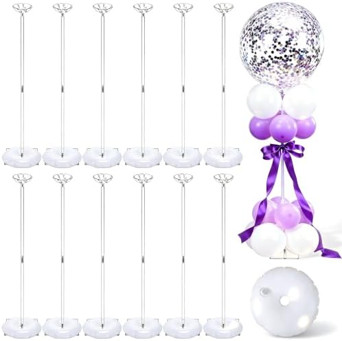 12 Pieces Clear Acrylic Balloon Stand Set 23.6 Inches Height Balloon Centerpieces Stand with 12 Water Bags for