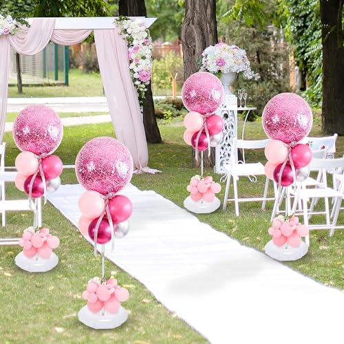 12 Pieces Clear Acrylic Balloon Stand Set 23.6 Inches Height Balloon Centerpieces Stand with 12 Water Bags for, alternate