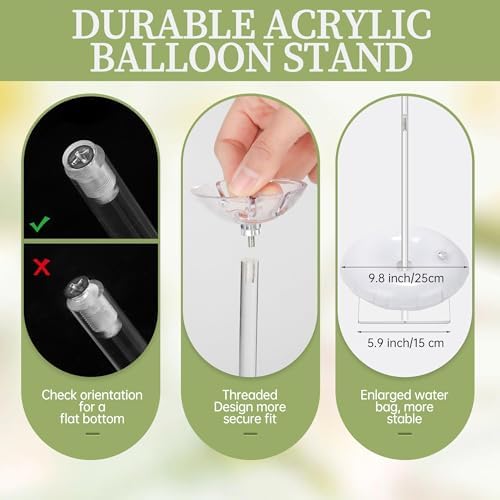 12 Pieces Clear Acrylic Balloon Stand Set 23.6 Inches Height Balloon Centerpieces Stand with 12 Water Bags for, alternate