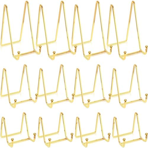 12 Pieces Gold Plate Stand Easel Display, 12 Pieces, 3/4/6 Inch in gold