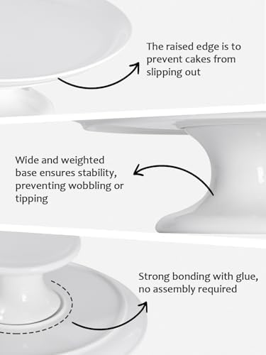 12" Porcelain Cake Stand for 10" Cake, Round Dessert Stand, Display Cupcake Holder for Party, Wedding, Birthday, alternate